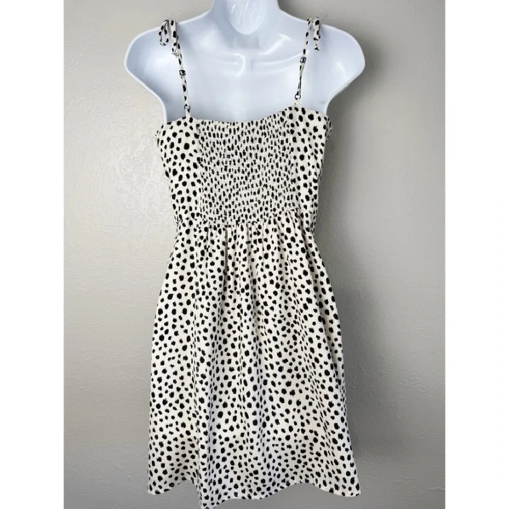 NWT GB Girls white ivory black spot sleeveless mini dress XL
